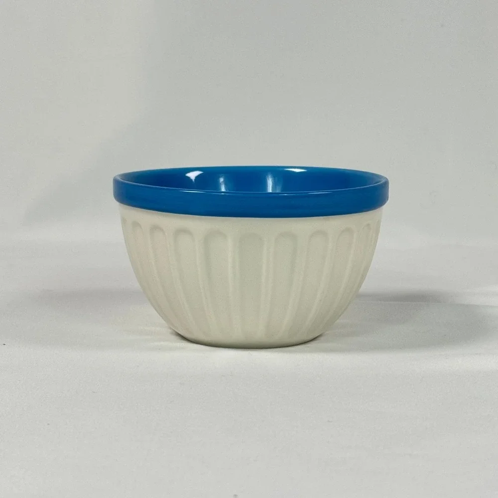 Starbucks Coffee 2007 Fluted Ceramic Bowls Set of 3 Blue Green Yellow 12oz 2007
